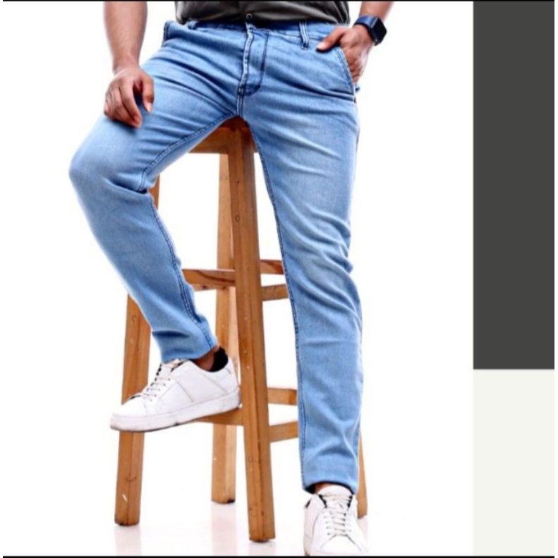 celana panjang cowok laki-laki skinny slimfit biru tua biru muda celana jeans pria yang lagi ngetrend di Citayam