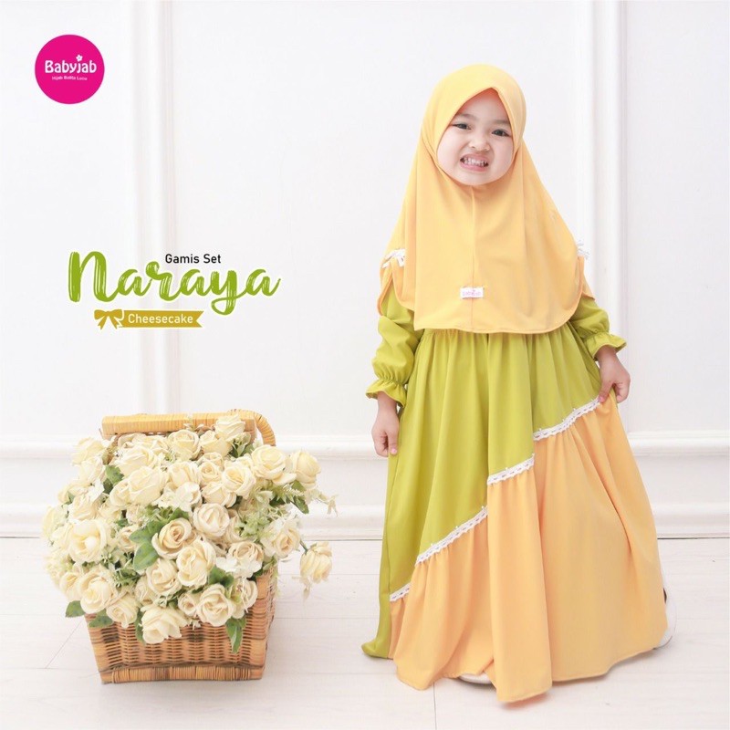 Babyjab Gamis Set Naraya Anak Bayi - Baby Jab Setelan Jilbab Anak Perempuan 1 2 4 5 6 Tahun