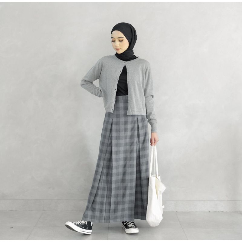 ROK REMPEL PANJANG  DEWASA MOTIF KOTAK ROK FLANEL TARTAN  KOTAK KOTAK KOREA