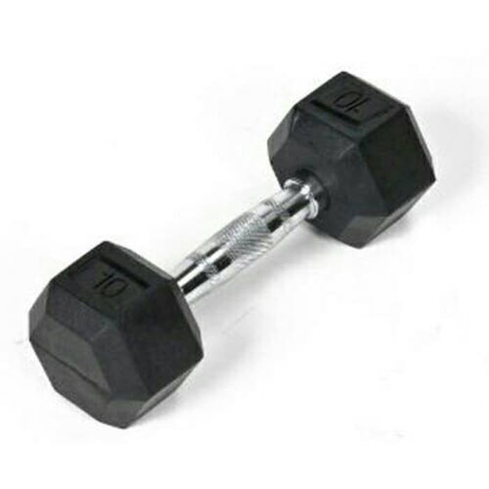 Terbaru RUBBER COATED HEXAGONAL DUMBBELL 10KG