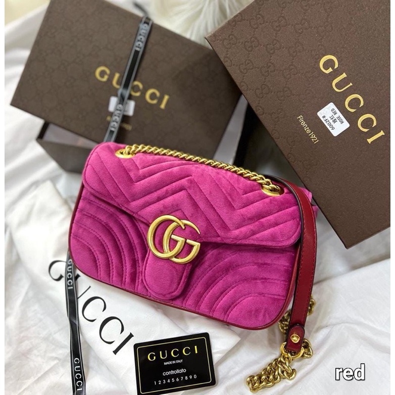 gucci marmont velvet red