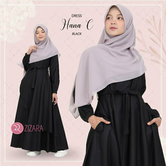 Zizara Hana C Dress Gamis Toyobo Polos Zizara Best Seller Gamis Only