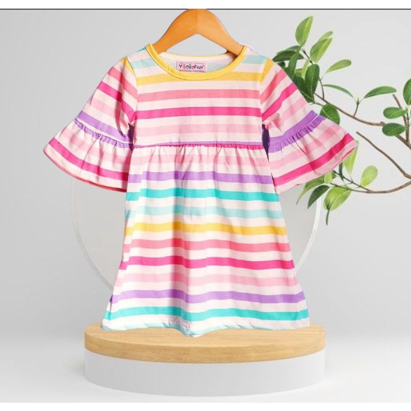 [Bobo kids] BAJU ANAK PEREMPUAN [HELENA] [2-5 THN] [DRESS ANAK KATUN KAOS MIX MOTIF] [MBK]