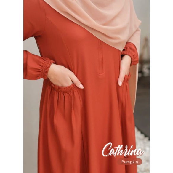 CATHRINA DRESS ANB || CATHRINA DRESS ORIGINAL ANB PASHION GAMIS POLOS MANSET KARET CLOE PEACH