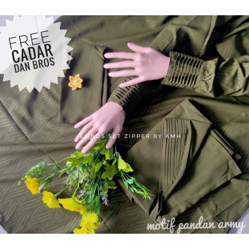 GAMIS SET SYARI WOLFIS EMBOS LENGAN ZIPPER BONUS CADAR DAN BROS