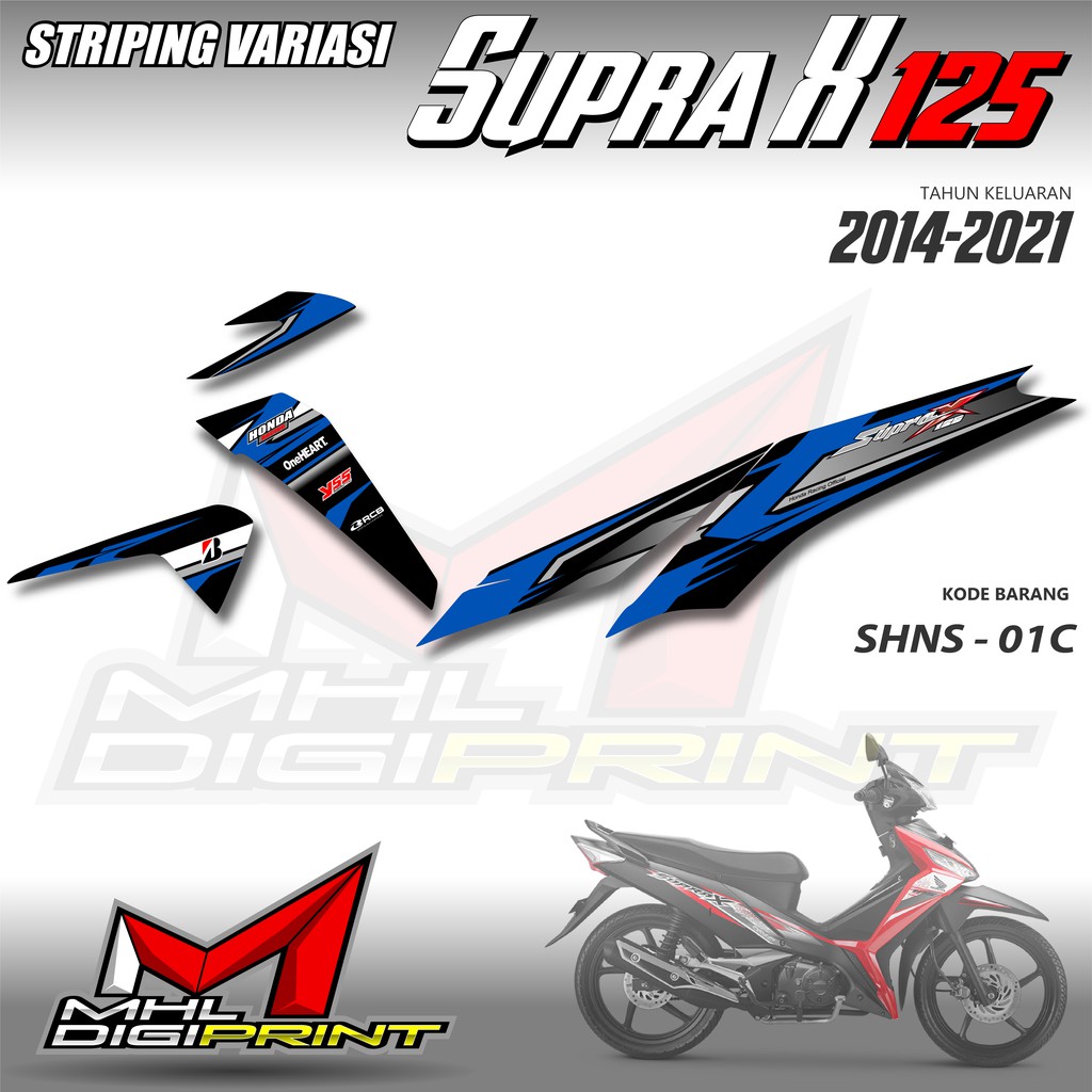 STRIPING VARIASI SUPRA X 125 - STIKER SUPRA X 125 GENERASI TERAKHIR - SHNS 01