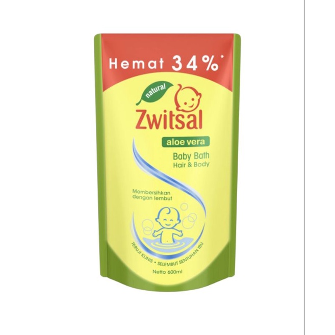 Zwitsal baby bath hair and body Aloe Vera 2 in 1 600ml/sabun shampo bayi 600 ml