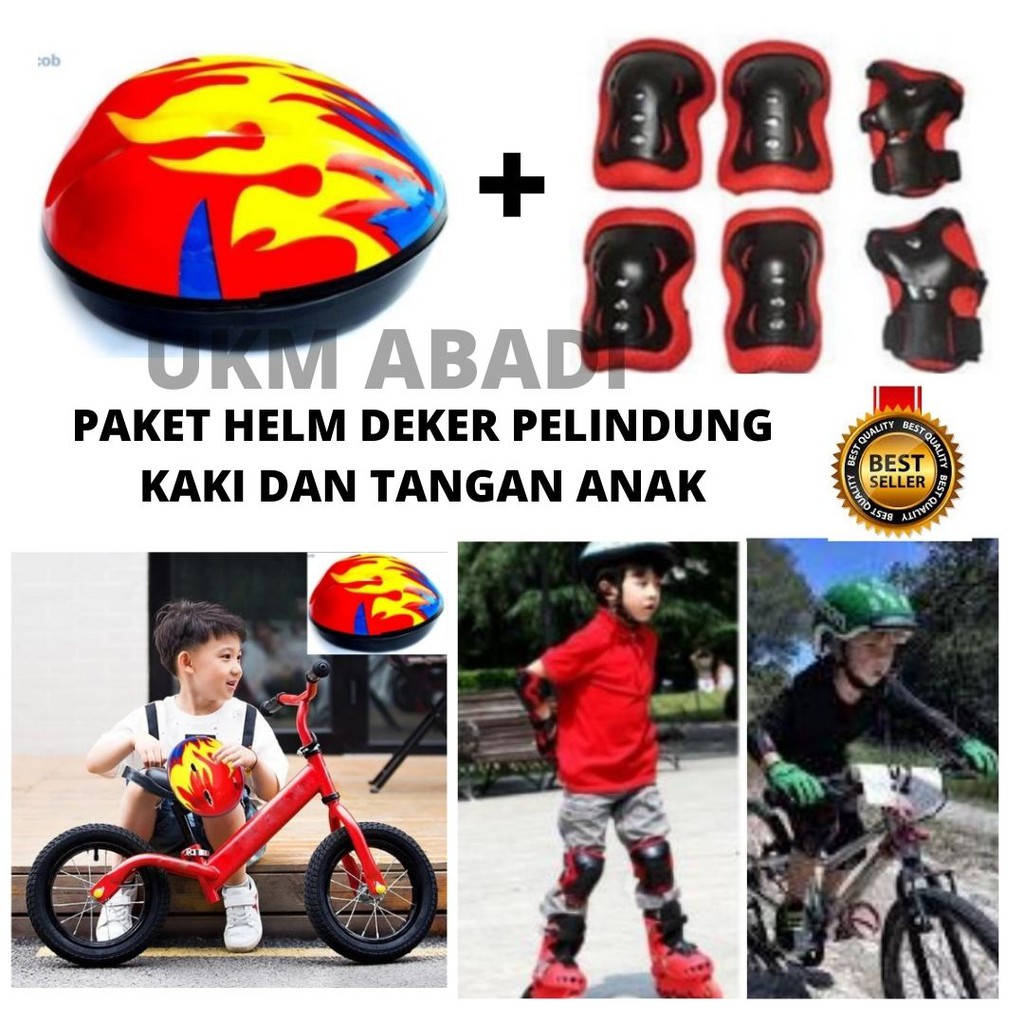 Paket Helm Deker Pelindung Lutut Siku Anak Sepeda Sepatu Roda 113121