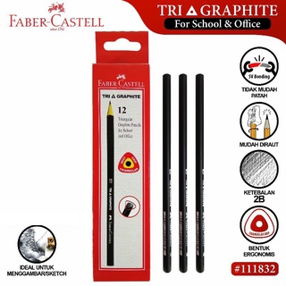 Faber Castell Tri Graphite 2B Black Box 12 Pensil Hitam Ujian UN EBTA Komputer - Satuan