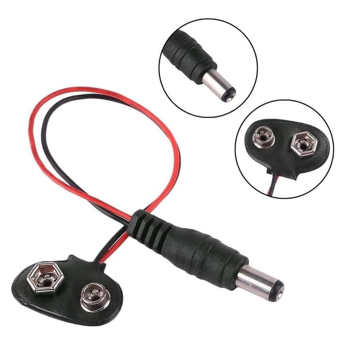 Tutup Kancing Baterai 9V Klip Batre Kabel Konektor + Plug Power DC