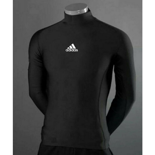 Manset Baselayer Baju Kaos Adidas Olahraga Futsal Sepak Bola Football Lengan Panjang Hitam Pria