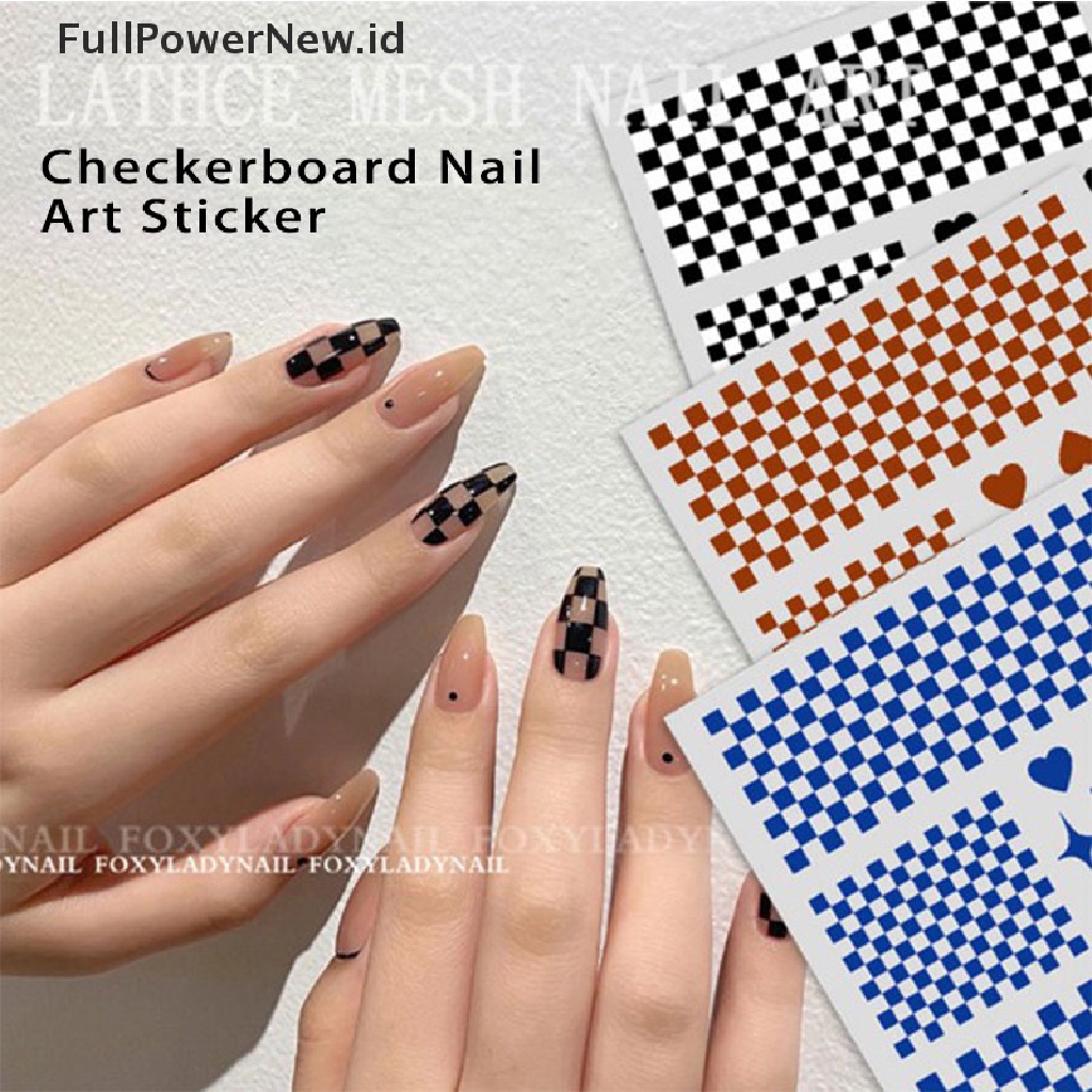 (Full) Stiker Decal Foil Motif Kotak-Kotak Untuk Dekorasi Nail Art DIY