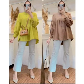 BEFAST - ZRX OOTD Wanita Blouse AILIN / MIFTA BLOUSE KEMEJA / Blouse Wanita / Atasan Perempuan / Blouse Lengan Panjang / Blouse Kekiniaan Remaja Wanita / Blouse Polos Casual / Terabru 2022 / Blouse Termurah / Terlaris