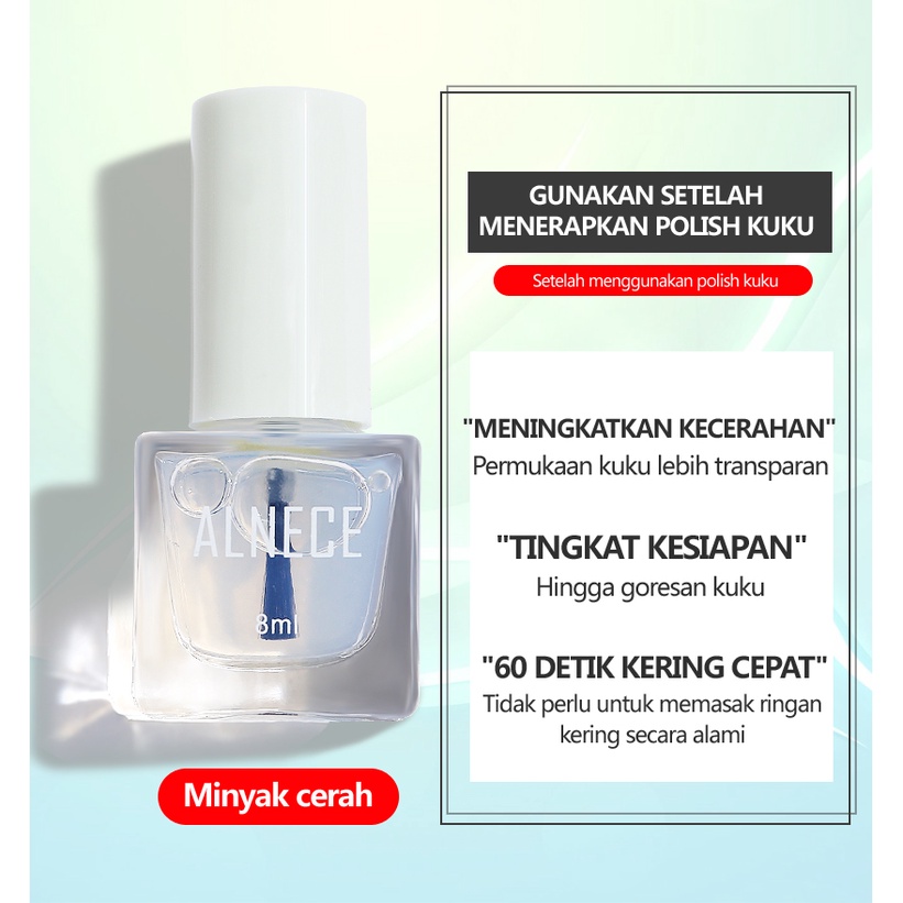 ALNECE Cat Kuku Muslim Halal Cat Kuku Dasar Transparan Peel-off Dapat Digunakan untuk Shalat  8ml