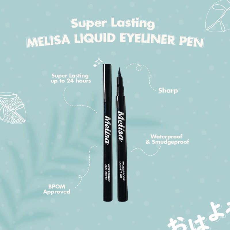 ⭐BAGUS⭐ MELISA Eyeliner Pen 2ml | BPOM Liquid Eyeliner Spidol Waterptoof Extreme Black Tokyo Night