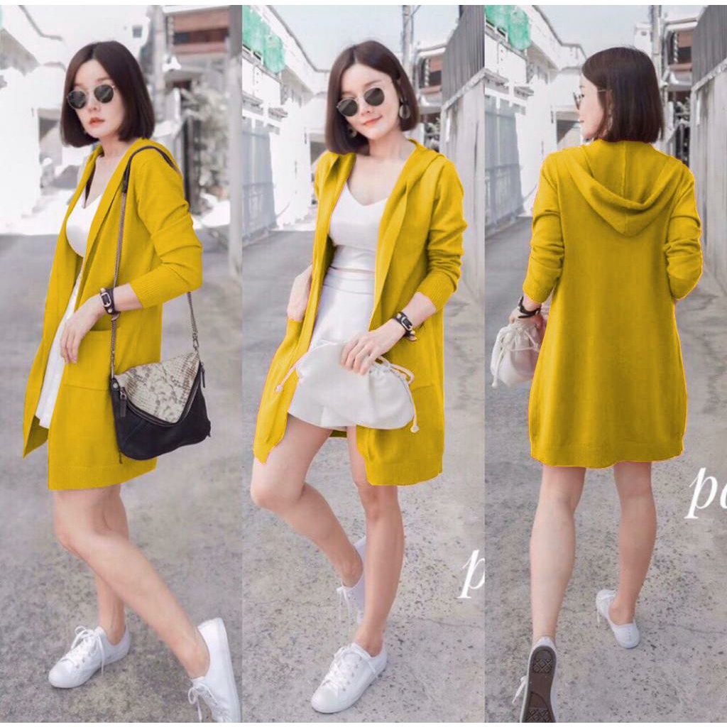 WSE390 - Cardigan Hoodie Rajut Outer Rajut PREMIUM QUALITY LD 100 - 120 CM PJ 80 - 110 CM PREMIUM QUALITY