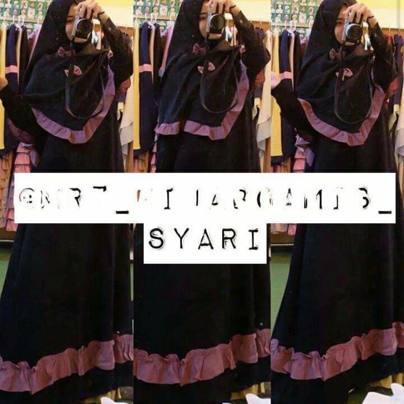 Gamis Set Syari Hitam LD 108cm Preloved
