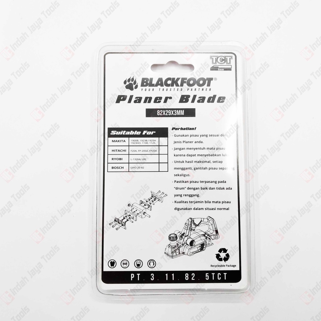 BLACKFOOT TCT Planer Blade 82 mm Mata Serut Kayu Sugu Ketam Pasah
