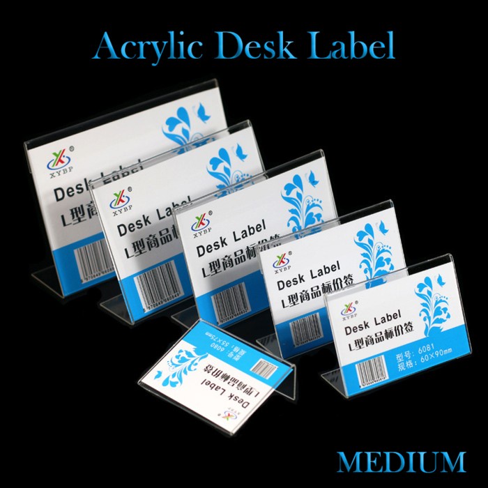 Akrilik Desk Label Medium - Tent Card Brosur Acrylic Meja Sedang