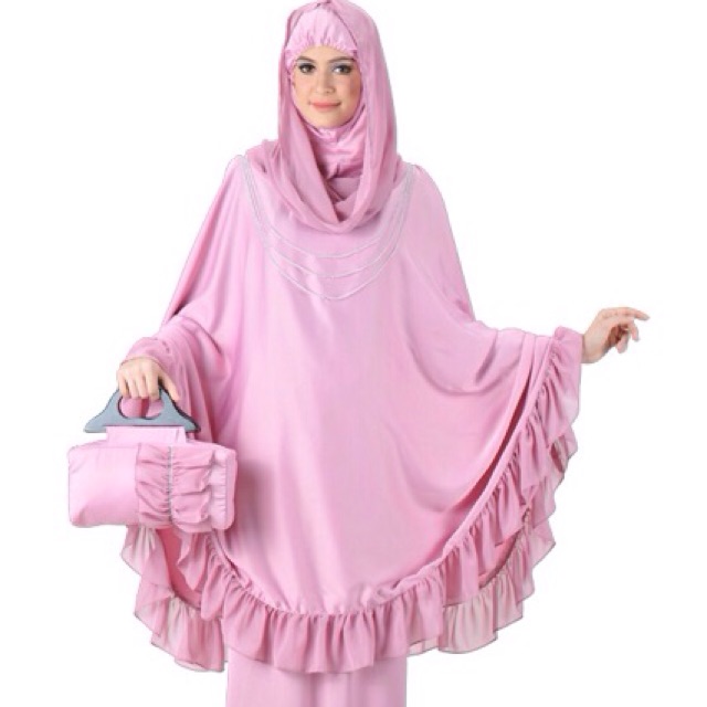 Mukena Tatuis Nova 013 Mario Cavalli Silk Pink Beige Eksklusif Cantik Adem Nyaman dan Bagus