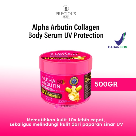 [BPOM] Precious Skin Alpha Arbutin Collagen Body Serum UV Protection 500gr