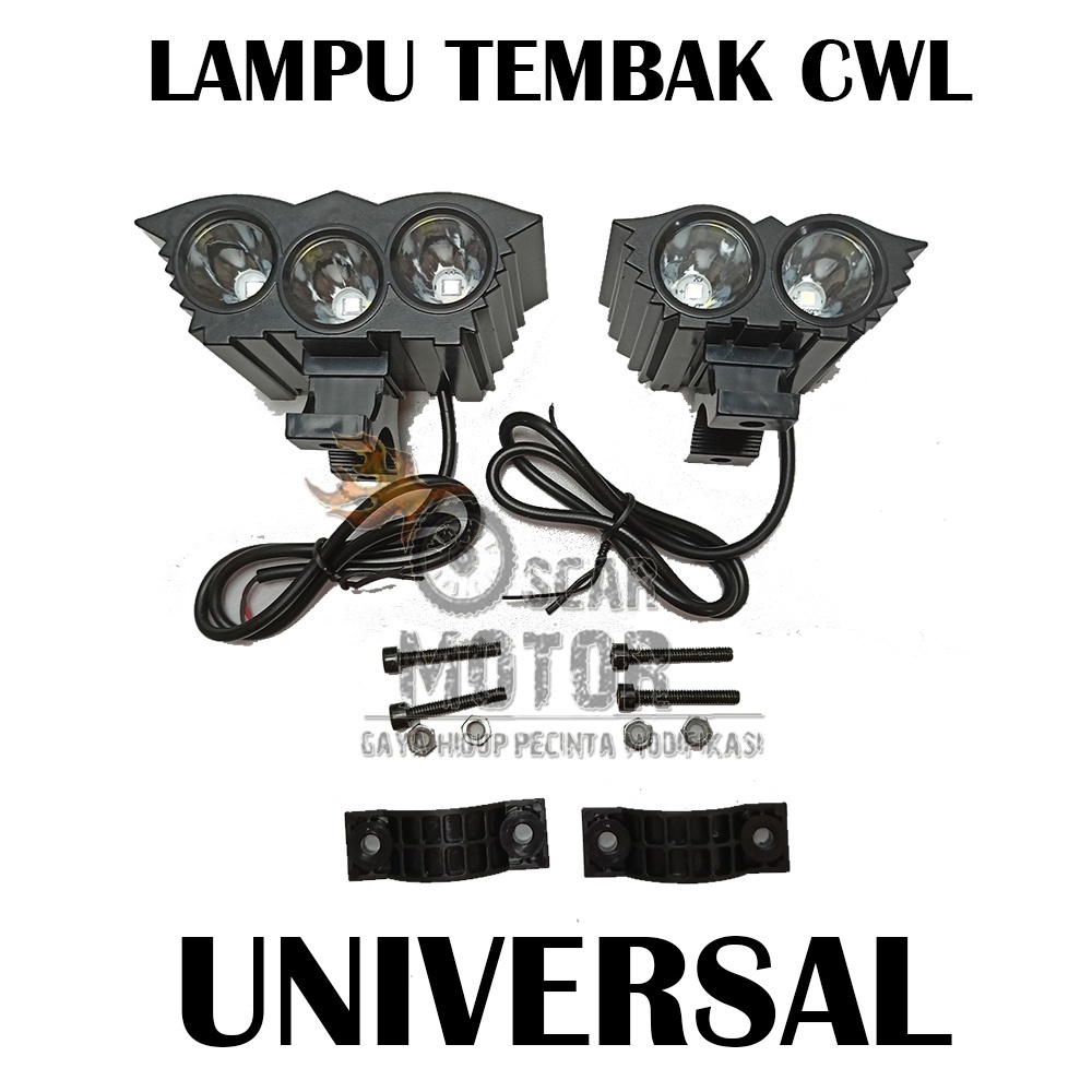 lampu tembak led cree owl ultrafire 3 mata 30w body hitam sinar putih motor