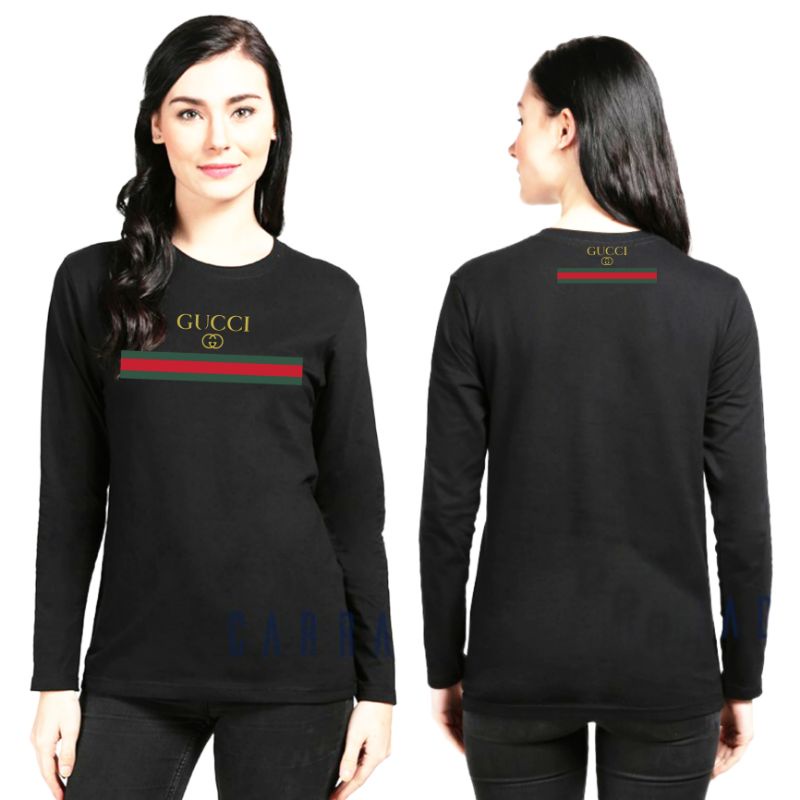 Kaos Lengan Panjang Gucci / Baju Distro Kaos Lengan Panjang Logo Gucci / Kaos Wanita Lengan Panjang