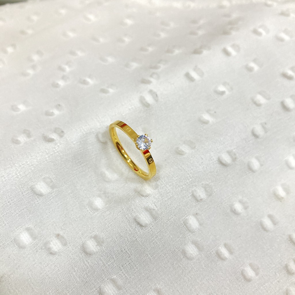 Cincin Wanita Titanium Anti Karat Mata Satu Terbaru