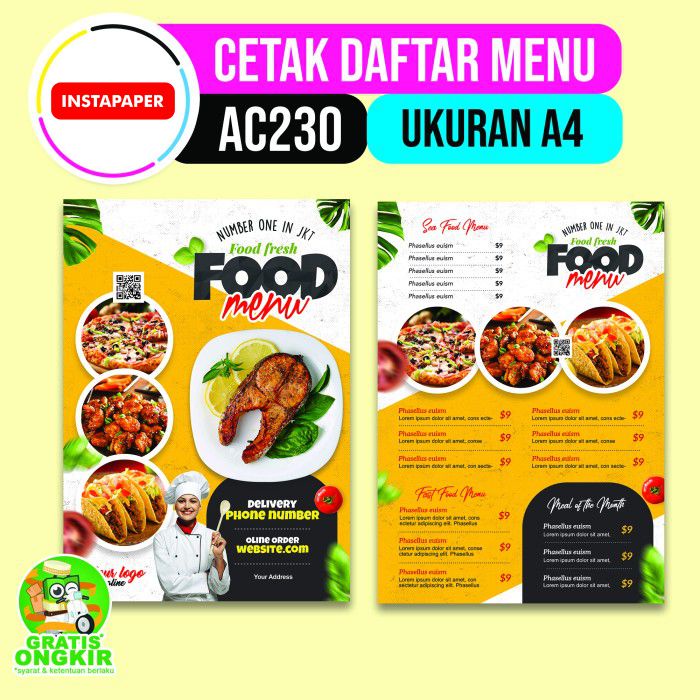 Jual Cetak Menu Makanan Menu Cafe Menu Warung Menu Angkringan Custom Shopee Indonesia