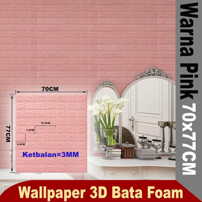 (Aimilo) Wallpaper Dinding 3D Foam Motif Batu Bata Walpaper 3D Foam Murah High Quality-AiW7-2  3MM 70x77CM