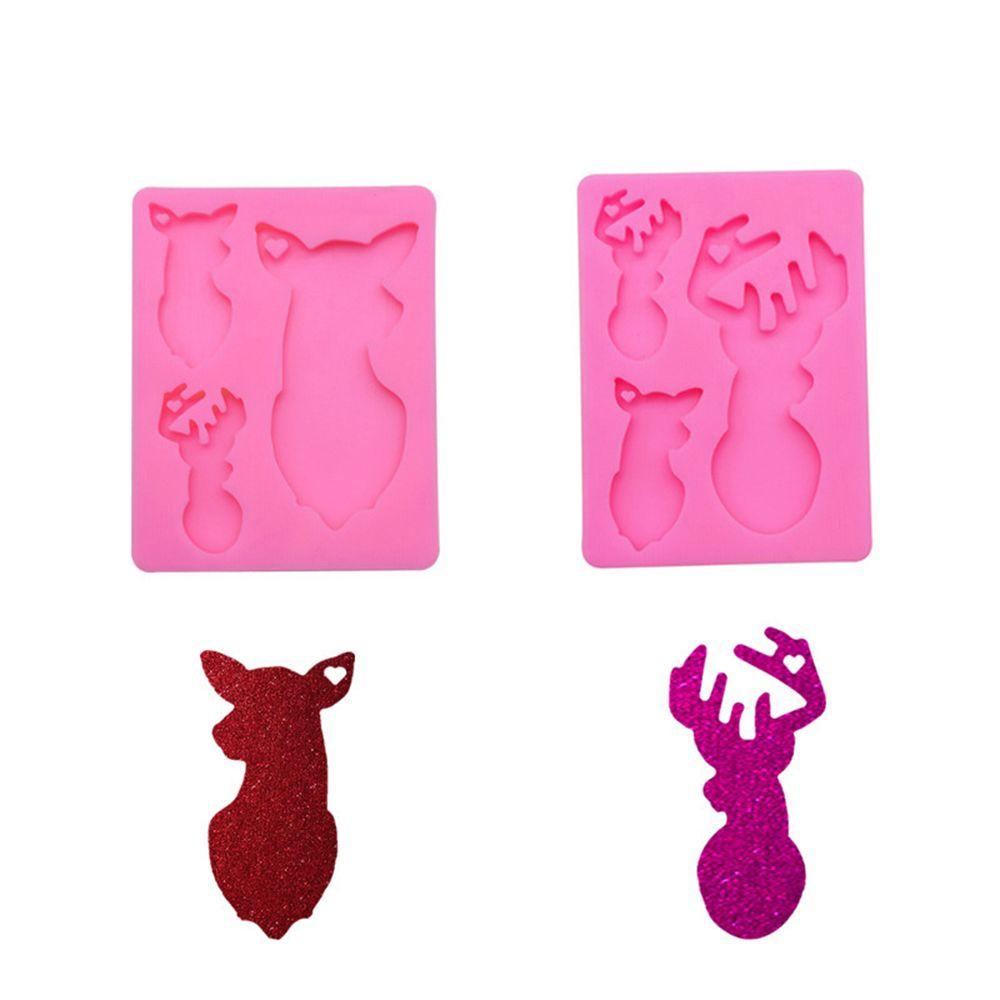 [Elegan] Cetakan Silikon Rusa Xmas Natal Liontin Liontin Resin Kerajinan Clay Molds Casting Mould