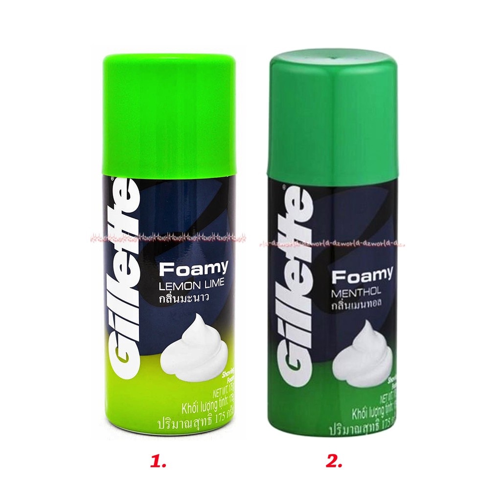 Gillette Foamy 175ml Lemon Lime Menthol Gilet Foam Gillete Foam Busa Cukur Pria Jenggot Kumit Gillet Foami Wangi Aroma Jeruk Mentol