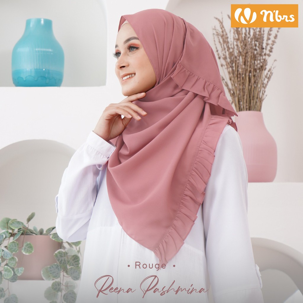 Nibras Hijab Reena Pashmina Bahan Sanna Jilbab Pashmina Rample Polos Syari