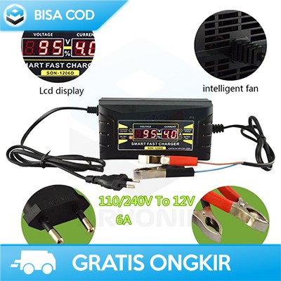 CASAN AKI OTOMATIS MOTOR DAN MOBIL TAFFWARE SON-1206D FAST CHARGER 12V