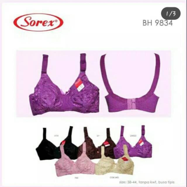 BH SOREX 9834 TANPA BUSA DAN TANPA KAWAT SIZE 38-44 KAIT 3