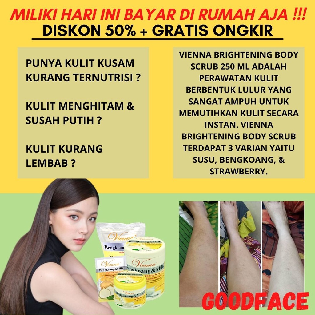 VIENNA BRIGHTENING BODY SCRUB 250GR BPOM - LULUR MANDI PEMUTIH BADAN PERMANEN