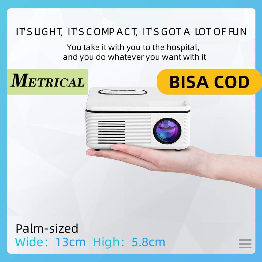 Metrical S361 Portabel Mini LED Proyektor HDMI-Compatible Mendukung HD 1080 P Pemutar Video Rumah Pe