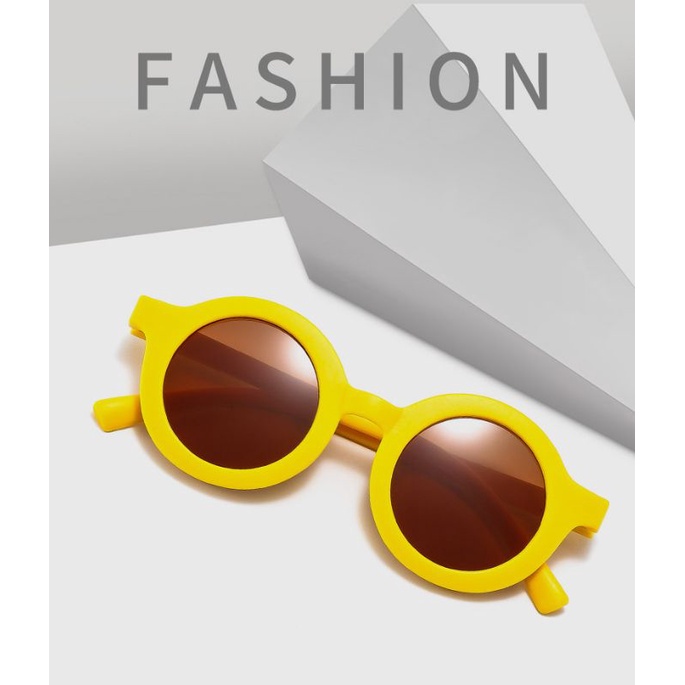 Kacamata Anak ANTI RADIASI BLUERAY dan UV Sunglasses Frame Bulat Lensa Hitam Bayi Balita
