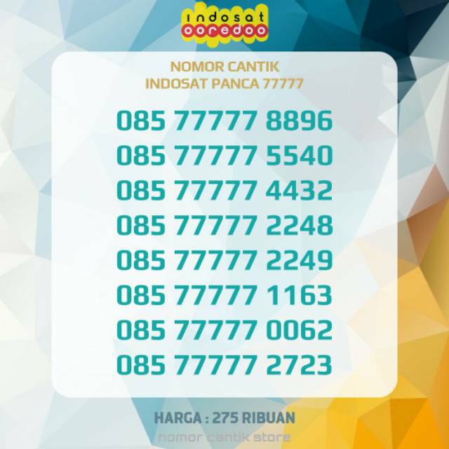 [DISKON] SUPER CANTIK INDOSAT ANGKA 77777 | Kartu Perdana IM3 4G Rapi Nomor Nocan Non 10 Digit Murah