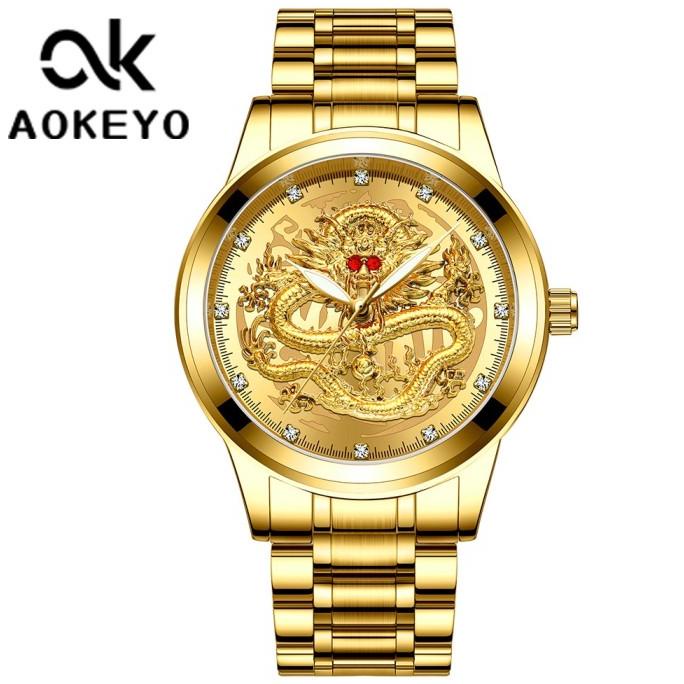 Aokeyo S336 Jam Tangan Pria Naga Anti Air OriginalFree BOX+Kartu