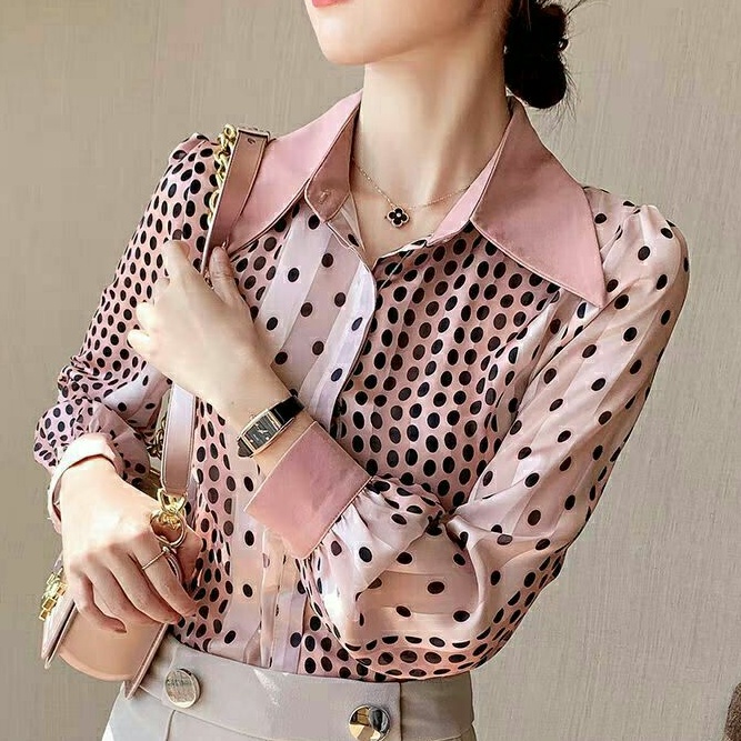 2130 Baju atasan kemeja blouse kerja kantor pink wanita import baju atasan kemeja kerja kantor pesta