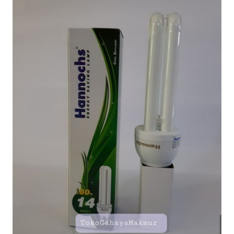 Lampu Bolham Hannochs LHE 14w 14watt 2U PLC Lampu Hemat Energy