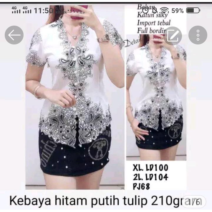 Kebaya Bordir Modern Keong Tulip Asmiranda Bahan Katun silky Import full Bordir