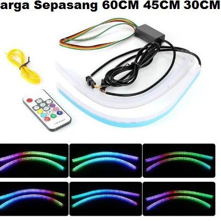 Super Model Lampu LED Alis Tempel 30CM 45CM 60CM Remote RGB Sein Running Sen Jalan 30 45 60 CM Mobil Motor Remot