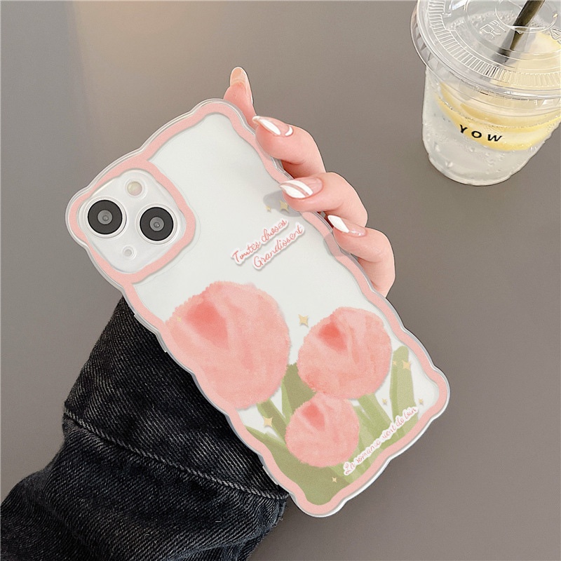 Soft Case Pelindung Lensa Kamera Lukisan Minyak Tulip Tahan Banting Untuk iPhone 13 Pro Max 11 12 Pro X XS Max 7 8 Plus SE 2020