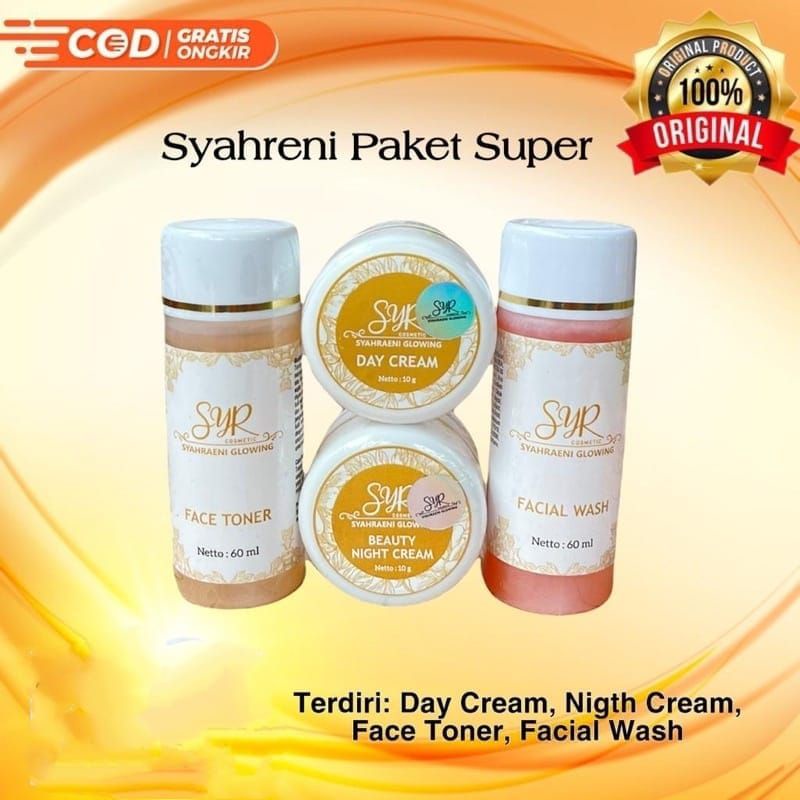 BISA COD BPOM SKINCARE SYR GLOWING PAKET super PREMIUM BY SYAHRAENI SYAHRENI SET ORIGINAL CREAM WAJA
