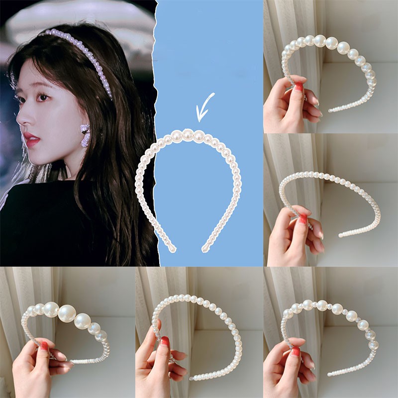 Bando Aksen Mutiara Imitasi simple Ala Korea Untuk Wanita