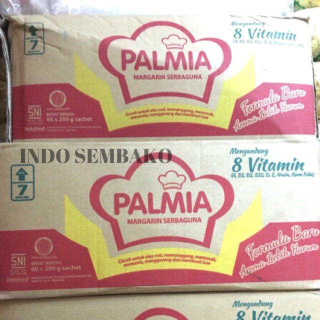 

Palmia Margarin Serbaguna 60x200 gram / Mentega Palmia 200g / Palmia dus Serbaguna 200 g