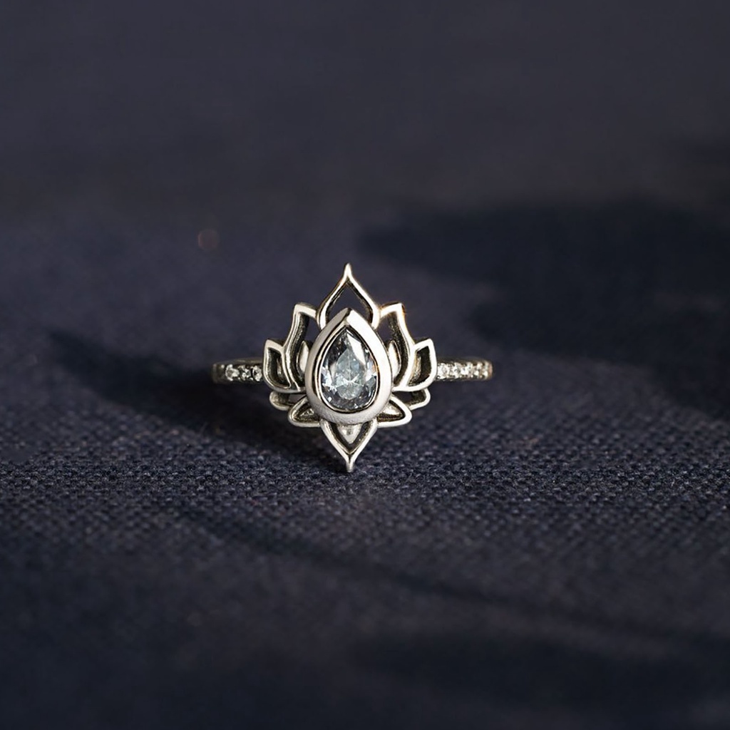 Hu Hu Hu Hu Hu Alat Bantu Pasang Kacamata♡ Cincin Knuckle Bentuk Water Drop Aksen Berlian Imitasi Gaya Vintage Untuk Wanita