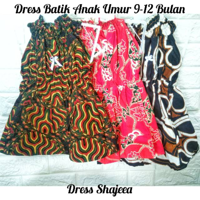 DRESS BATIK ANAK UMUR 9-12 BULAN MOTIF BATIK MURAH - Baju Harian Anak Murah / Daster Anam Murah